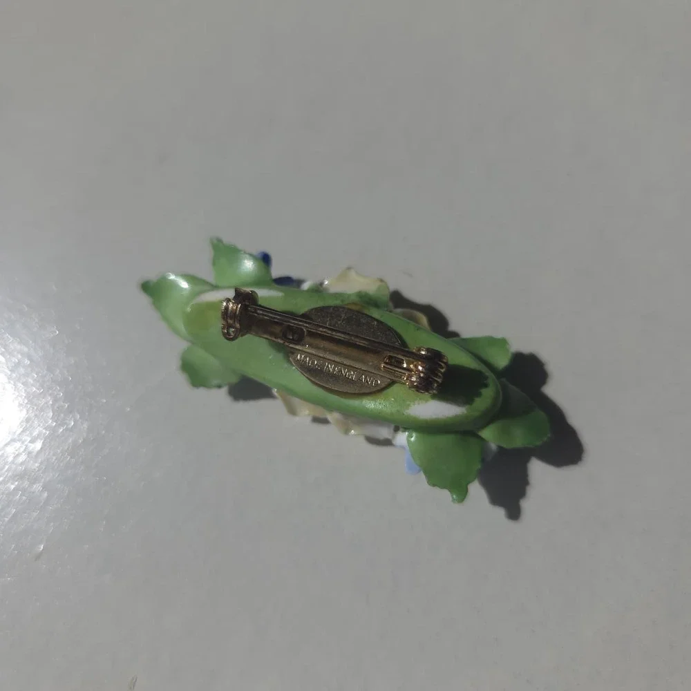 Vintage Floral Brooch Women Yellow Blue Made in England China Romantic